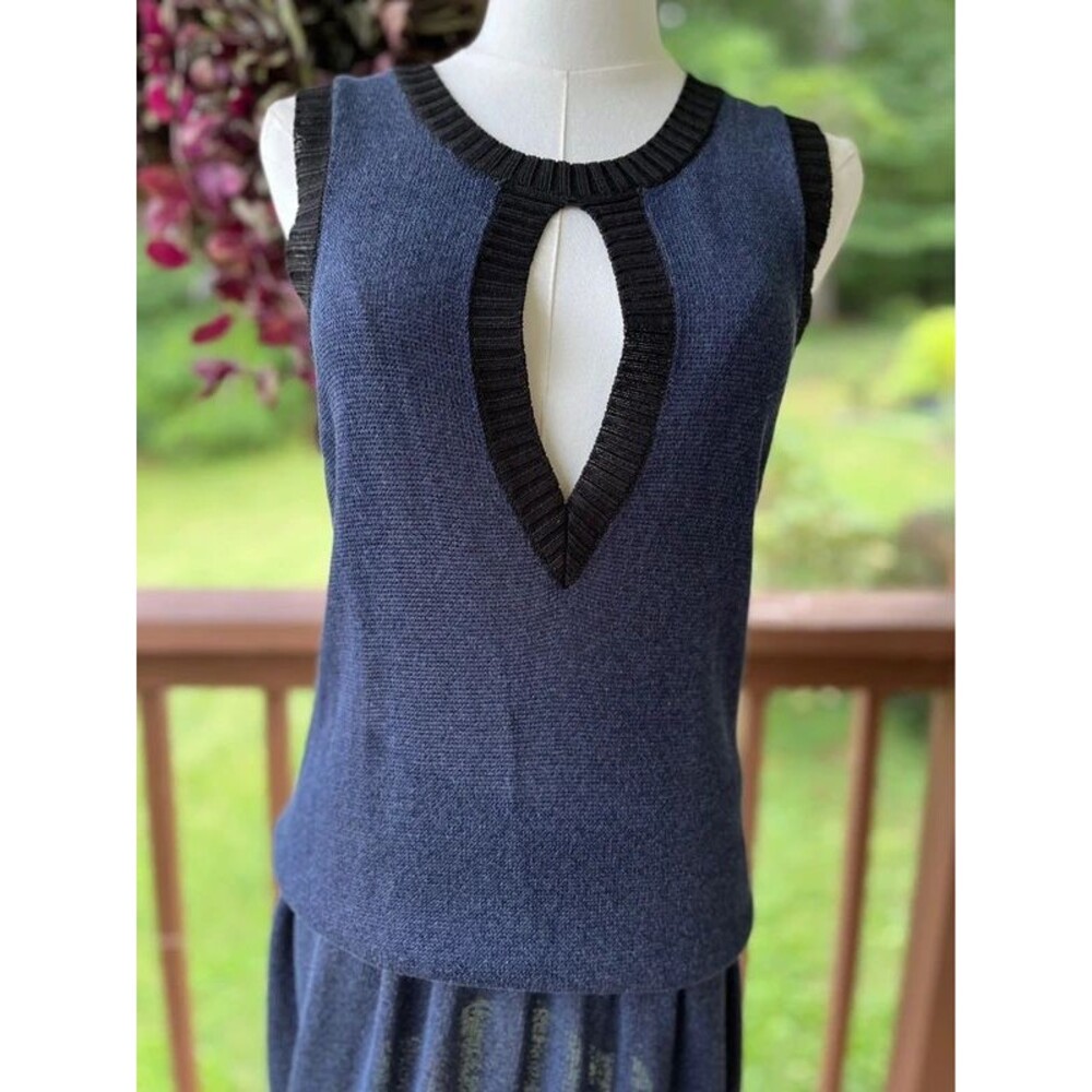 Nanette Lepore Small Navy Knit Keyhole Sleeveless Sweater Dress - Picture 5 of 6